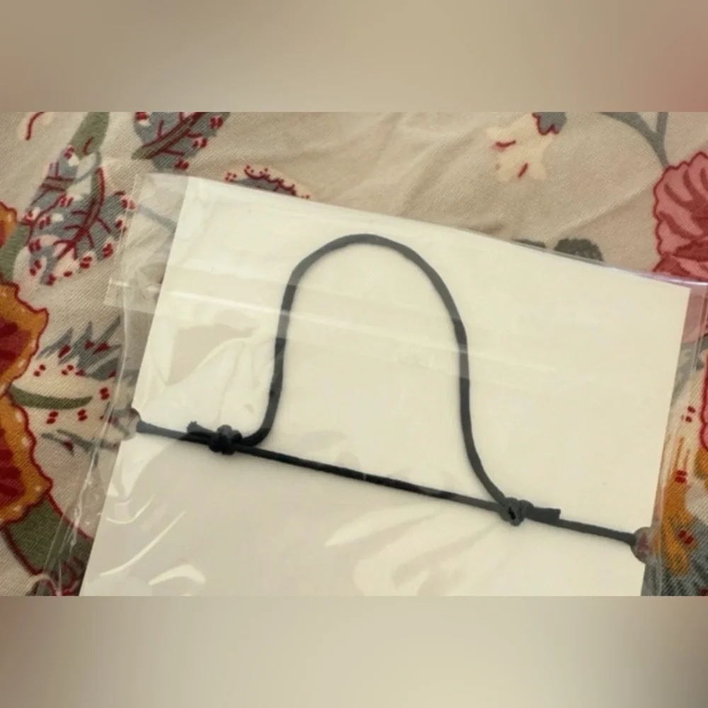 CHANEL rare Black Cord Bracelet with four-leaf clover charm in silver Accent NEW - Picture 4 of 4